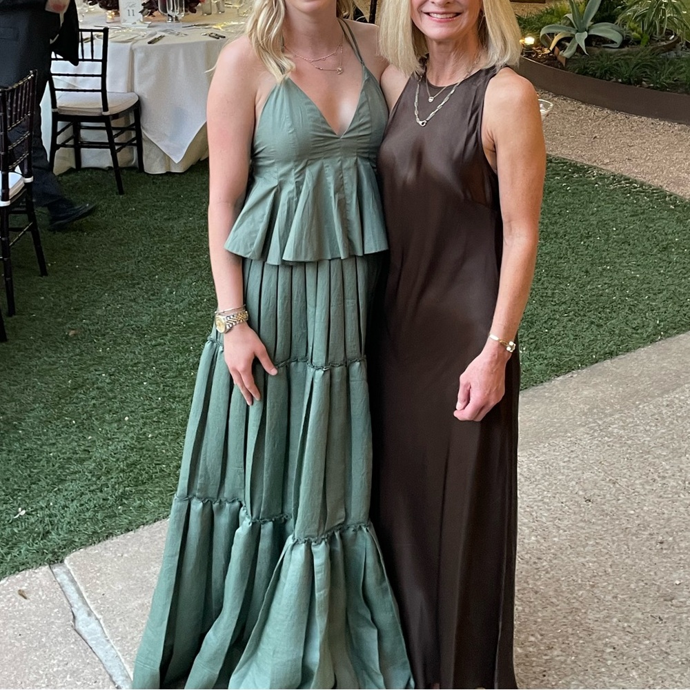Jonathan simkhai long green pleated dress